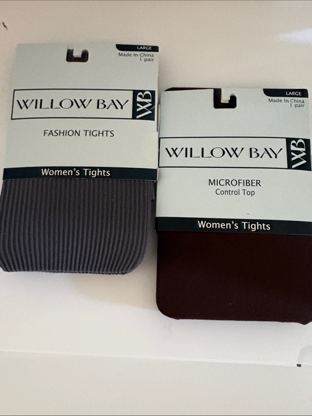 Willow Bay Women's Tights - Gray Rib & Brown Microfiber Control Top
